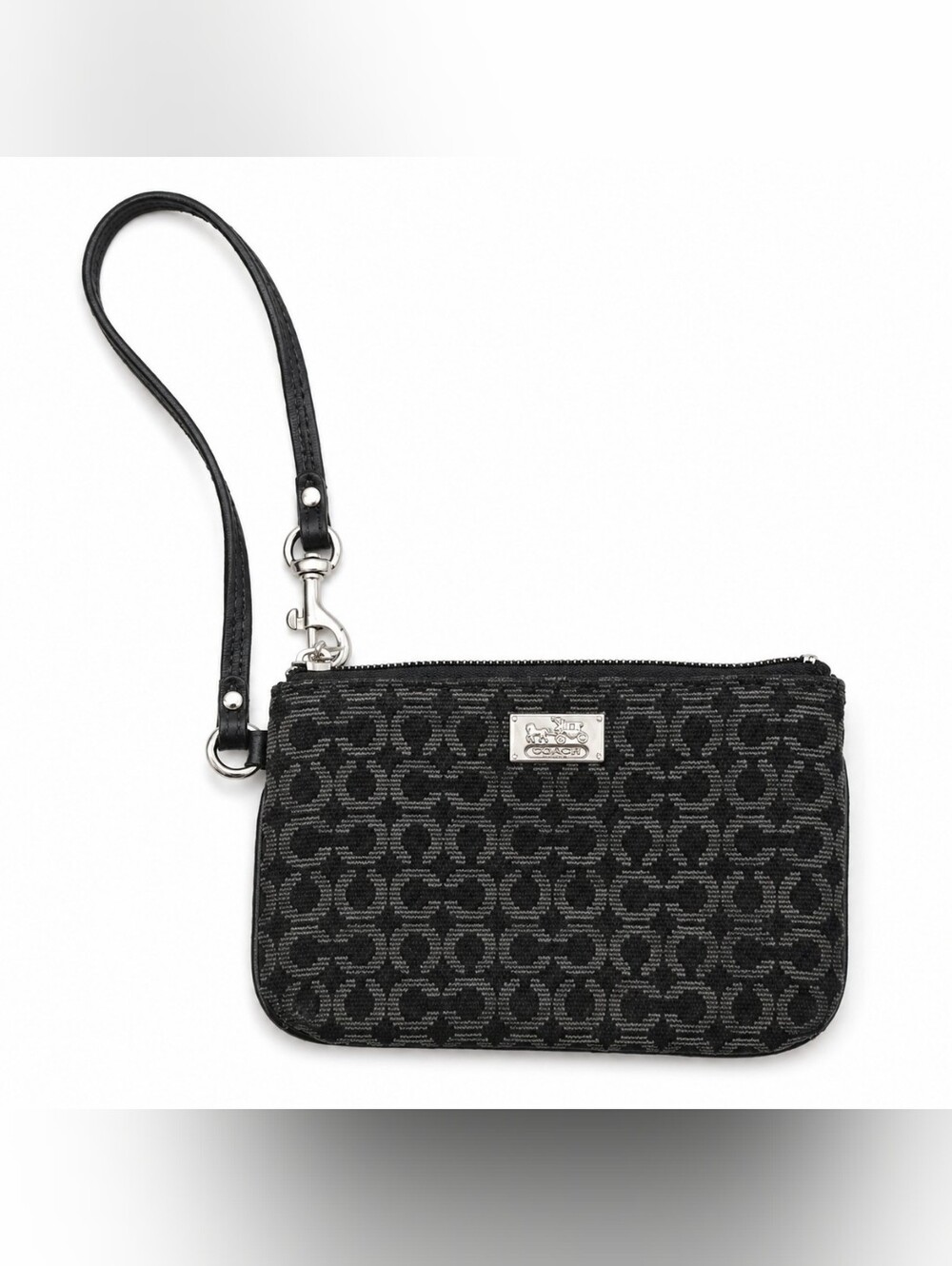 Vintage Coach Black Signature Wristlet Pouch Wallet
